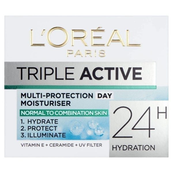 L'Oreal Paris Triple Active Day 24H Hydrating Moisturiser Normal to Combination Skin 50 ml