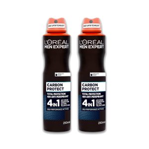 Loreal Men Expert Carbon Protect Anti-Perspirant Total Protection Body Spray 250ml (Pack of 2)